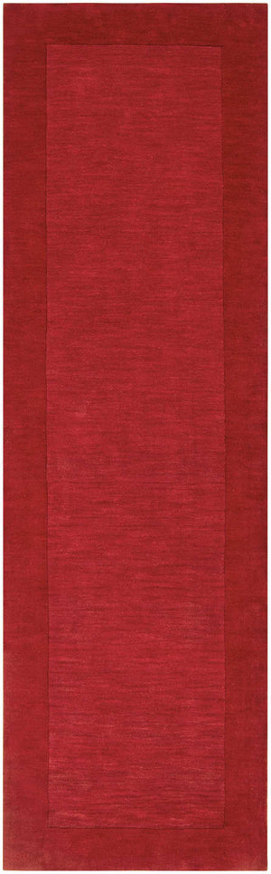 Bordered Solid Red Wool Rug