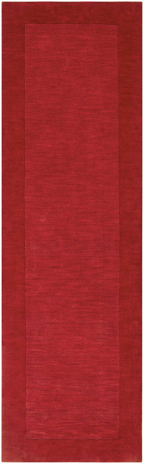 Bordered Solid Red Wool Rug