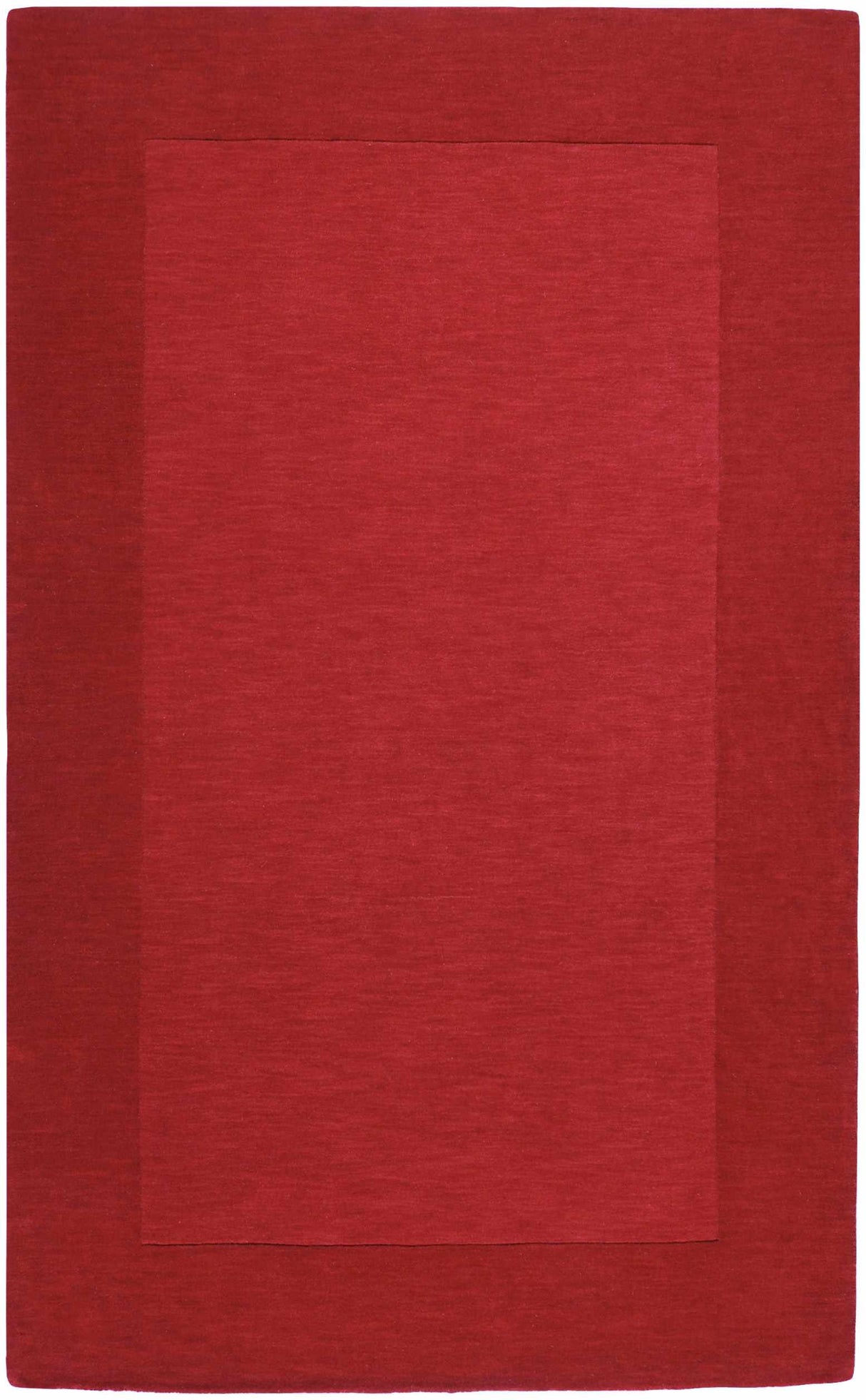 Bordered Solid Red Wool Rug