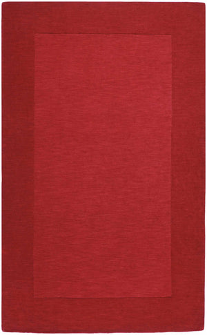 Bordered Solid Red Wool Rug