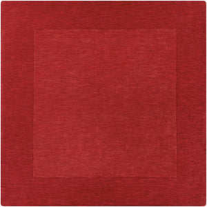 Bordered Solid Red Wool Rug