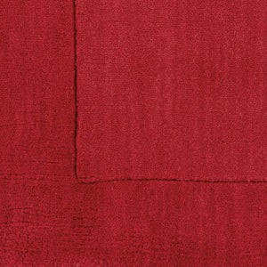 Bordered Solid Red Wool Rug