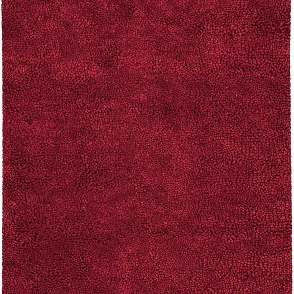 Frederika Solid Dark Red Wool Shag Rug - Clearance