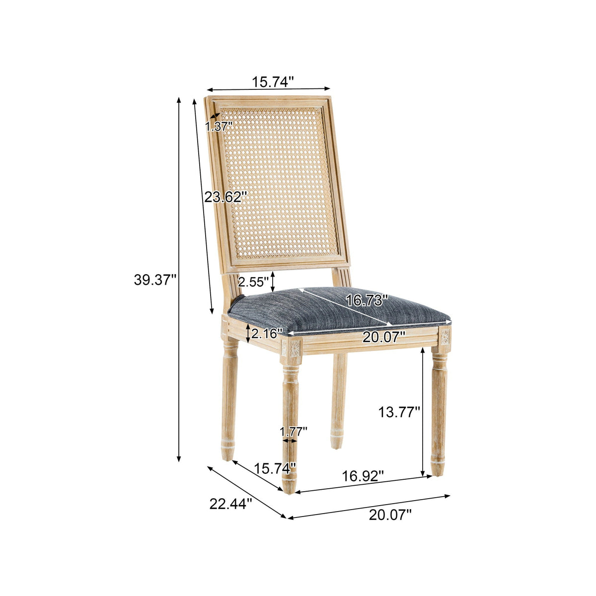 French Country Dining Chair With Rectangular Cane Backrest And Smooth Upholstered Seating - Best Buy Furniture