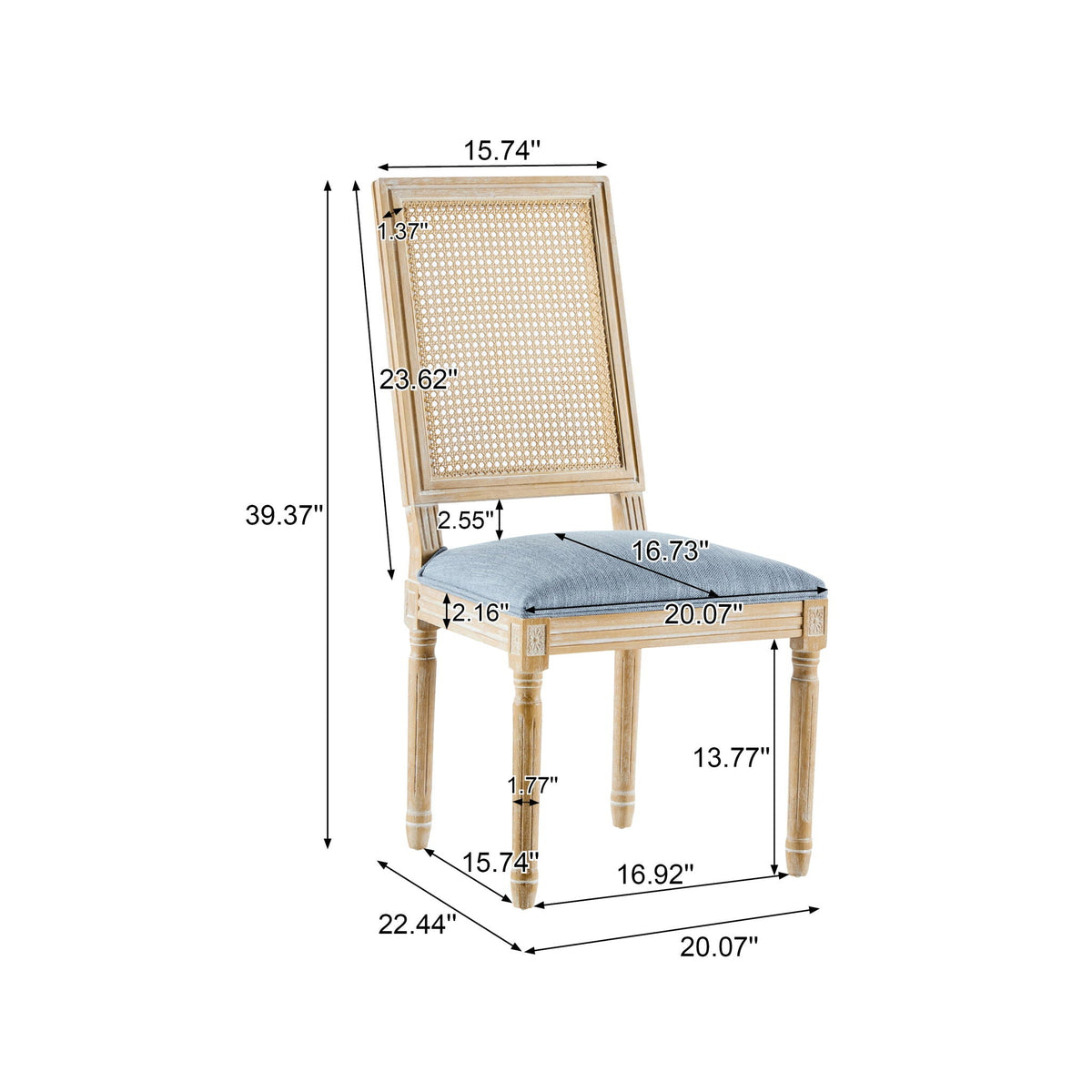 French Country Dining Chair With Rectangular Cane Backrest And Smooth Upholstered Seating - Best Buy Furniture
