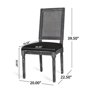 French Country Dining Chair With Rectangular Cane Backrest And Smooth Upholstered Seating - Best Buy Furniture