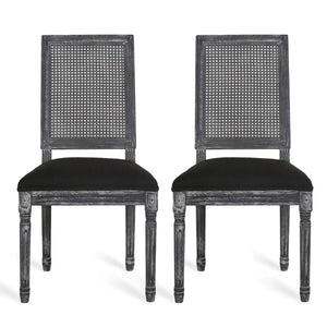 French Country Dining Chair With Rectangular Cane Backrest And Smooth Upholstered Seating - Best Buy Furniture
