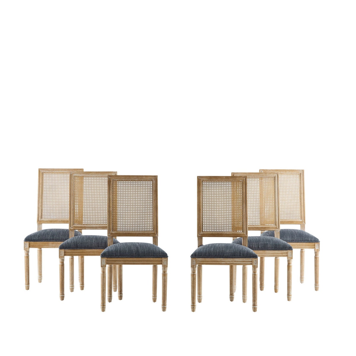 French Country Dining Chair With Rectangular Cane Backrest And Smooth Upholstered Seating - Best Buy Furniture
