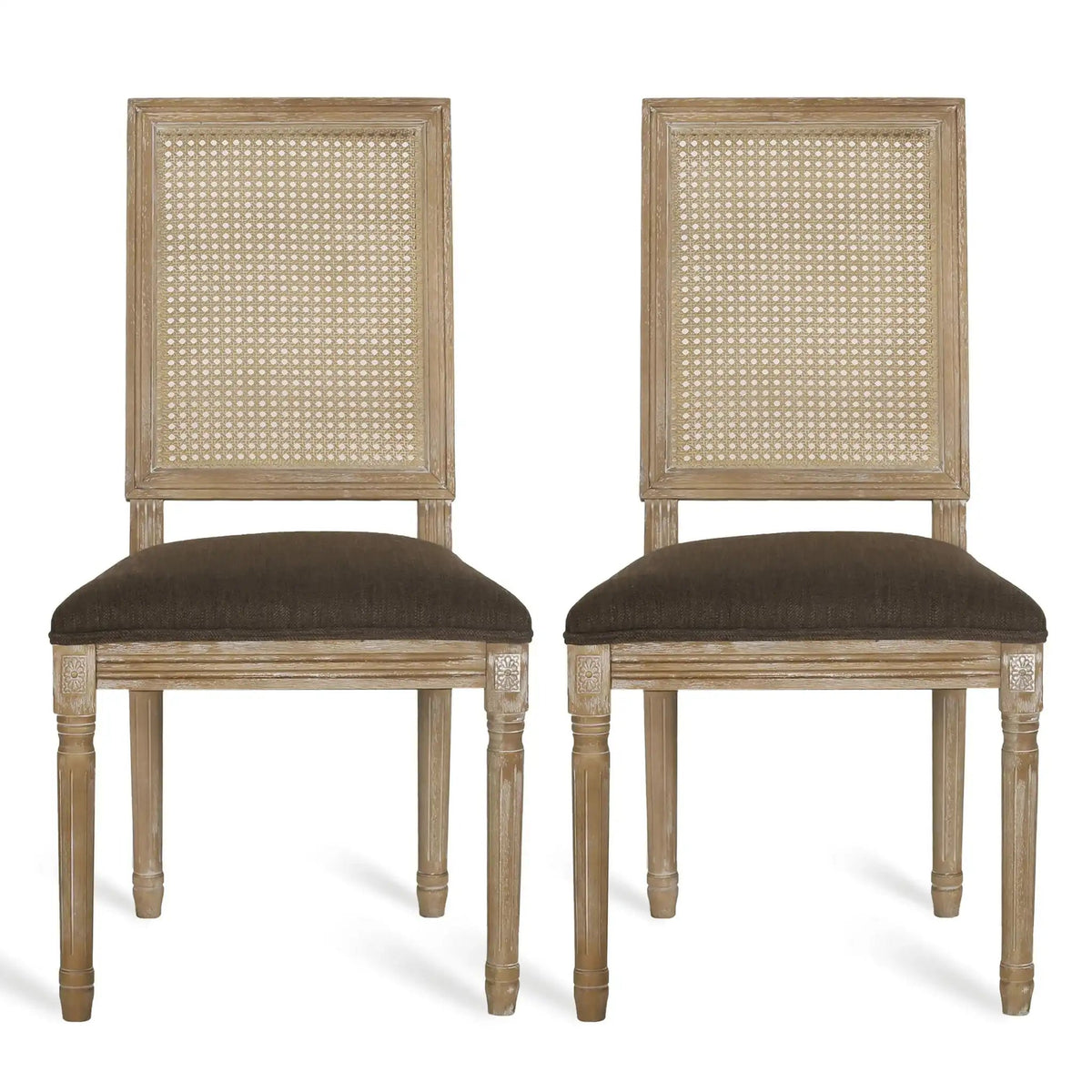 French Country Dining Chair With Rectangular Cane Backrest And Smooth Upholstered Seating - Best Buy Furniture