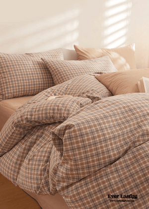 Fresh Plaid Washed Cotton Bedding Set