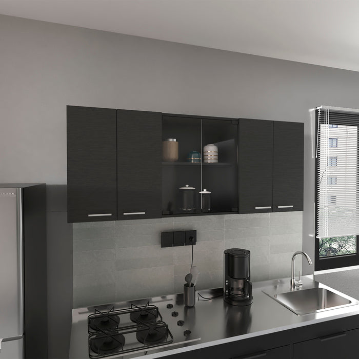 Furniture Max 59-Inch Wall Cabinet with Two Center Glass Doors
