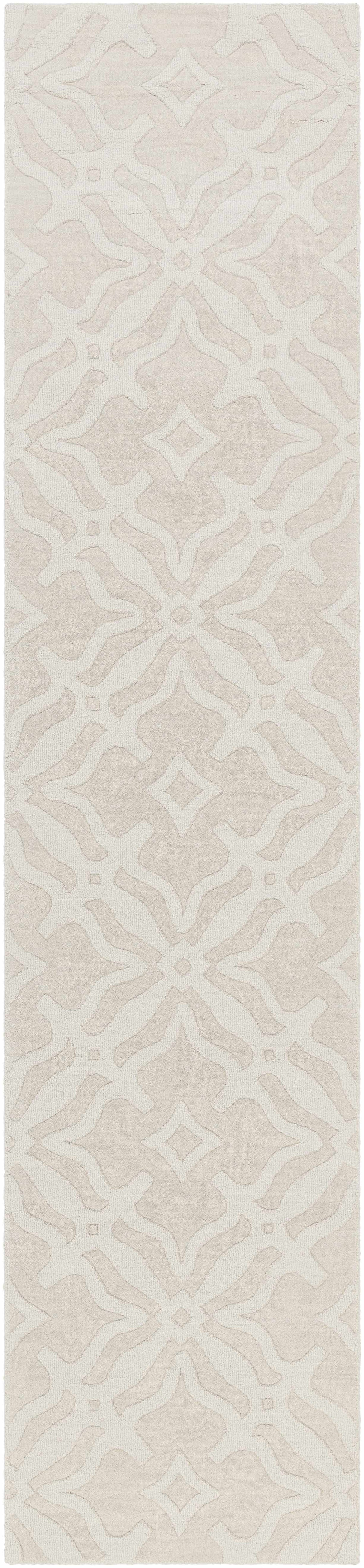 Fyffe Embossed Beige Wool Area Rug