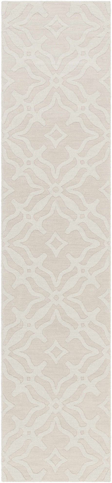 Fyffe Embossed Beige Wool Area Rug
