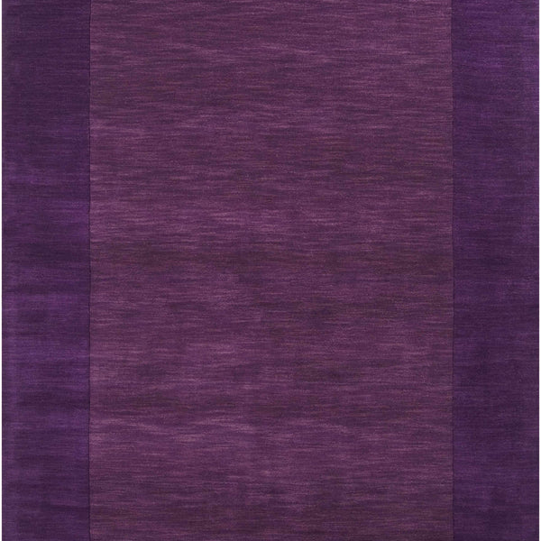 Bordered Solid Plum Purple Wool Rug