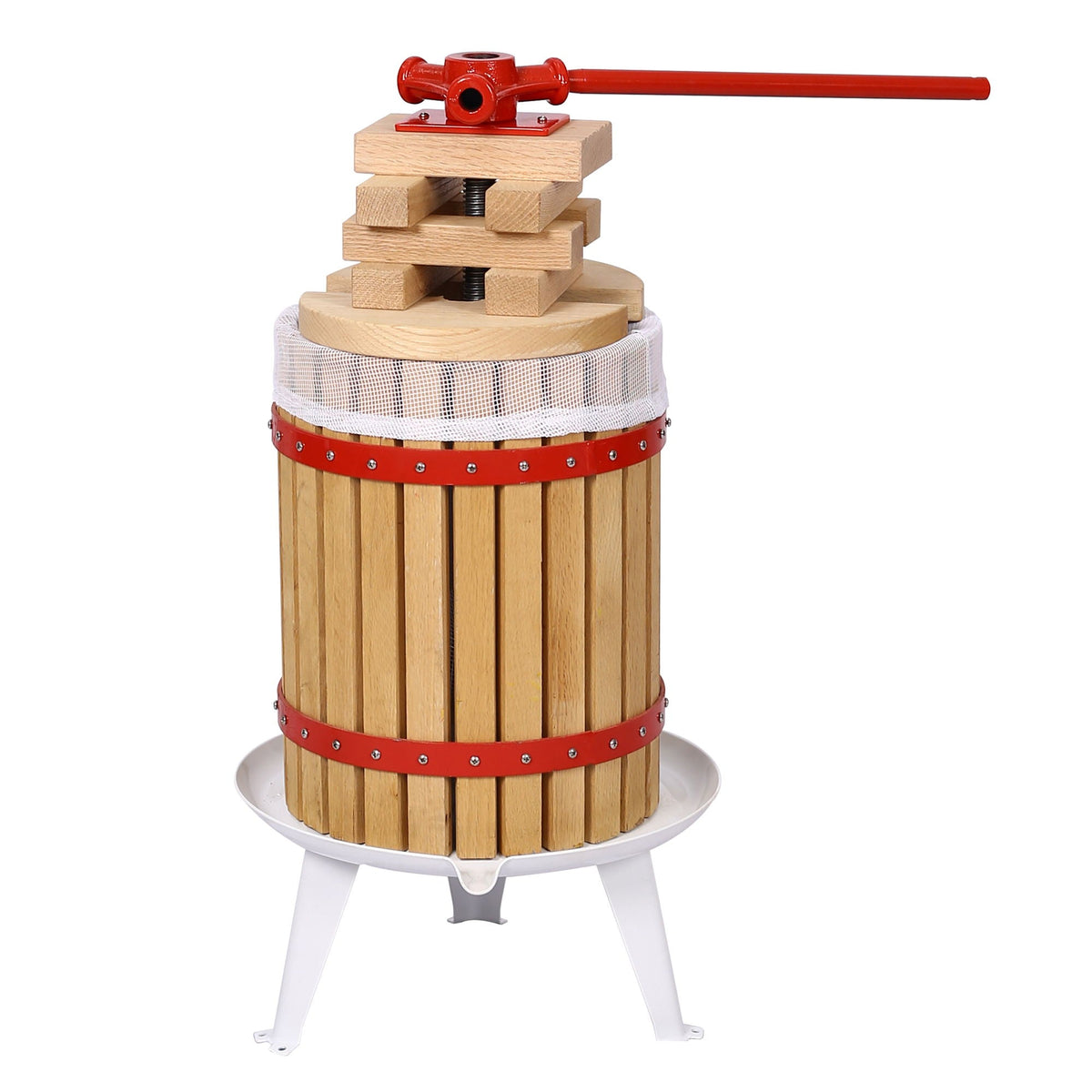 G&H Fruit Wine Press Manual Juice Maker with Wide Plate in Light Brown