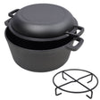 G&H Pre-Seasoned Cast Iron Dutch Oven with Skillet Lid