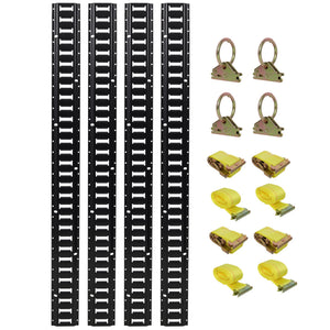 G&H 12 Pieces E Track Tie-Down Rail Kit with Steel Rails and O-Ring Anchors