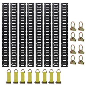 G&H Heavy Duty E Track Tie-Down Rail Kit with Steel O-Ring Anchors in Black - view 2
