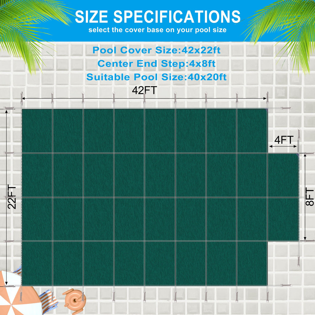 G&H High Strength Mesh Pool Safety Cover for 20 x 40 Ft Rectangular Inground Pools - view 2