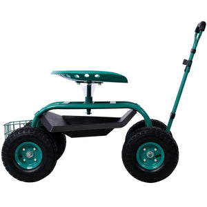 G&H Rolling Garden Scooter Cart with 360° Swivel Seat and Tool Tray - view 8
