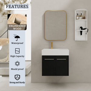 G-lemon Modern Wall Mounted Bathroom Vanity with Resin Sink - view 8