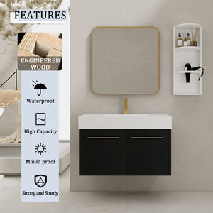 G-lemon Modern Wall Mounted Bathroom Vanity with Resin Sink - view 9