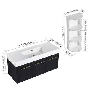 G-lemon Modern Wall Mounted Bathroom Vanity with Resin Sink - view 11