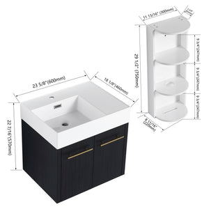 G-lemon Modern Wall Mounted Bathroom Vanity with Resin Sink - view 2