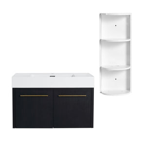 G-lemon Modern Wall Mounted Bathroom Vanity with Resin Sink - view 4