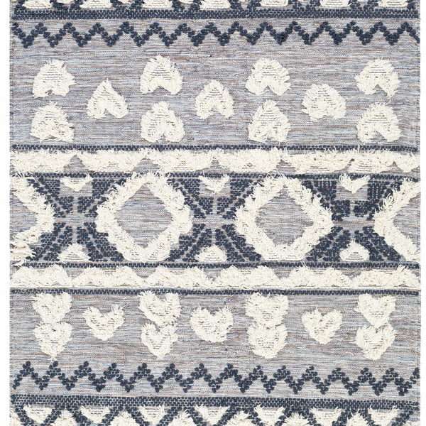 Gakona High-Low Cream&Blue Wool Rug - Clearance