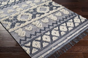 Gakona High-Low Cream&Blue Wool Rug - Clearance