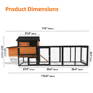 GARDEN STORY Chicken Coop With Run and Nesting Box