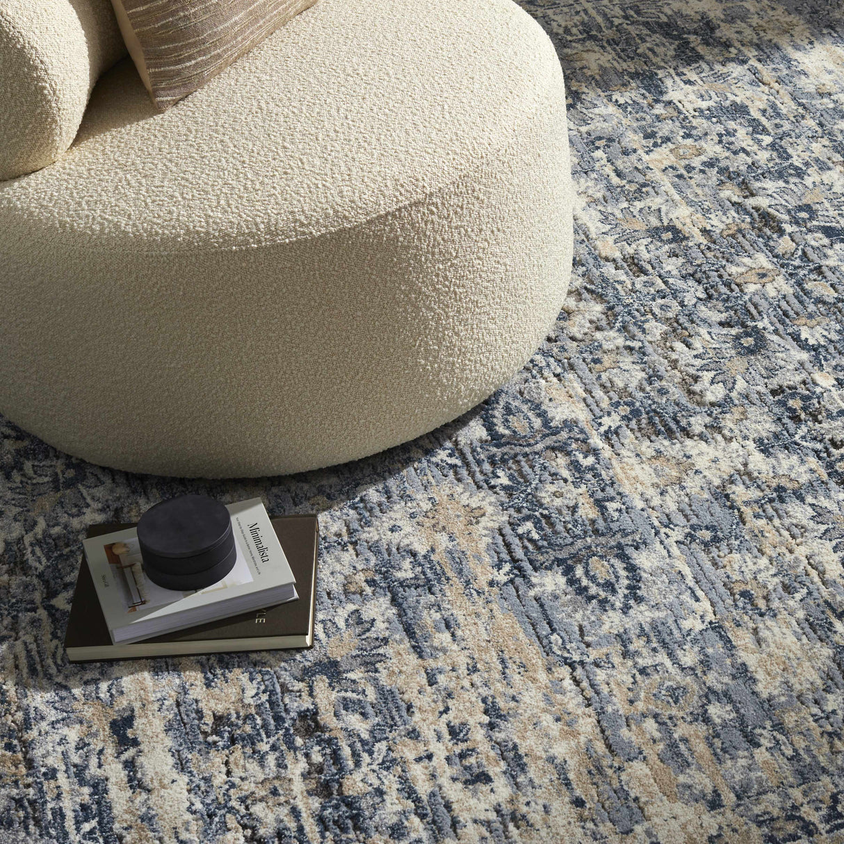 Talihina Denim Damask Area Rug