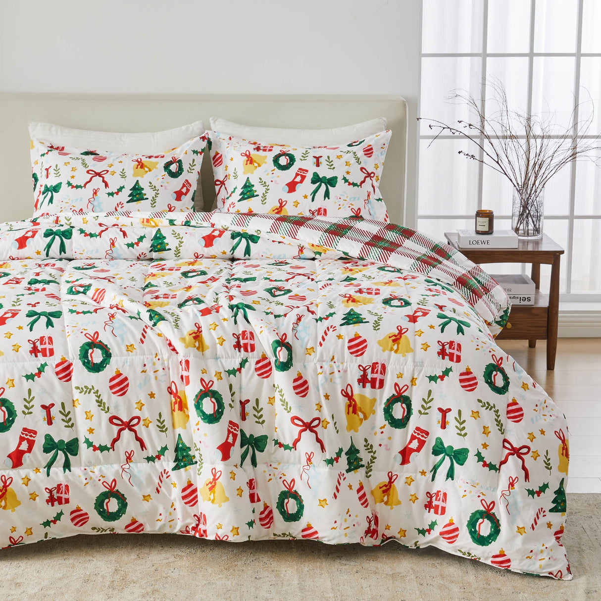 Reversible Christmas Comforter and Sham Set - Holiday Lodge Odette Collection