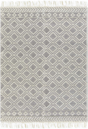 Glastonbury Gray&White Trellis Wool&Cotton Area Rug - Clearance