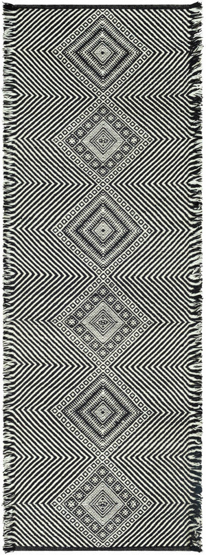 Eaglesham Black&White Flatweave Tassel Wool Rug - Clearance