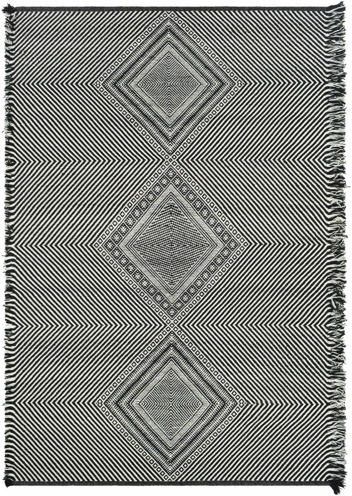 Boutique Rugs Eaglesham Black&White Flatweave Tassel Wool Rug