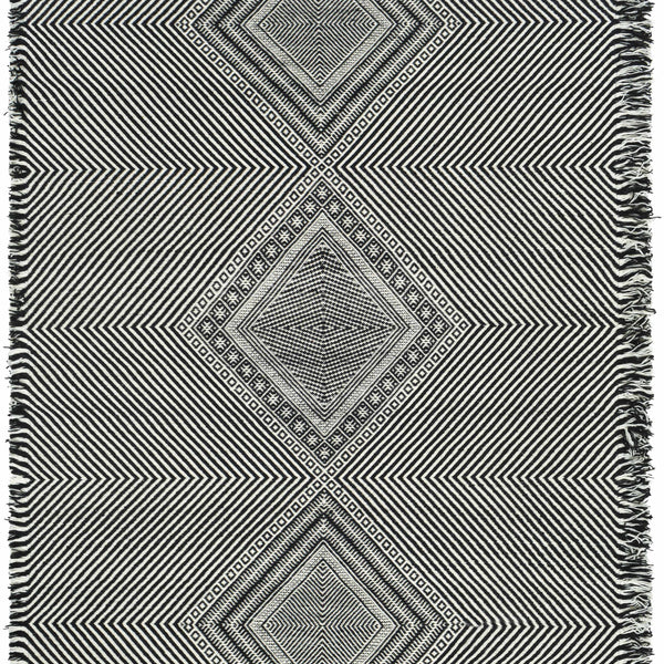 Eaglesham Black&White Flatweave Tassel Wool Rug - Clearance