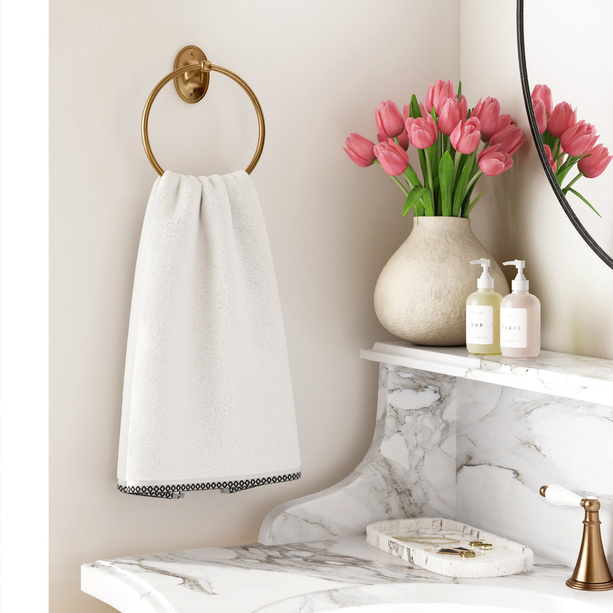 Cotton Border-Stitched 6-Piece Towel Set - Valery Collection