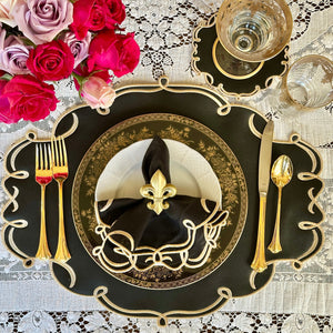 Celestia Black Oval Faux Leather Placemats Set