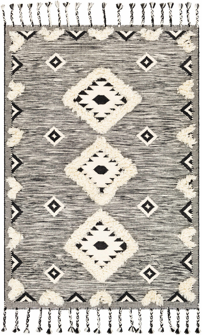 Boutique Rugs Gardner Cream on Gray Wool Tassel Rug
