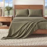 4 Piece Heathered Solid Cotton Blend Flannel Sheet Set - Anders Collection