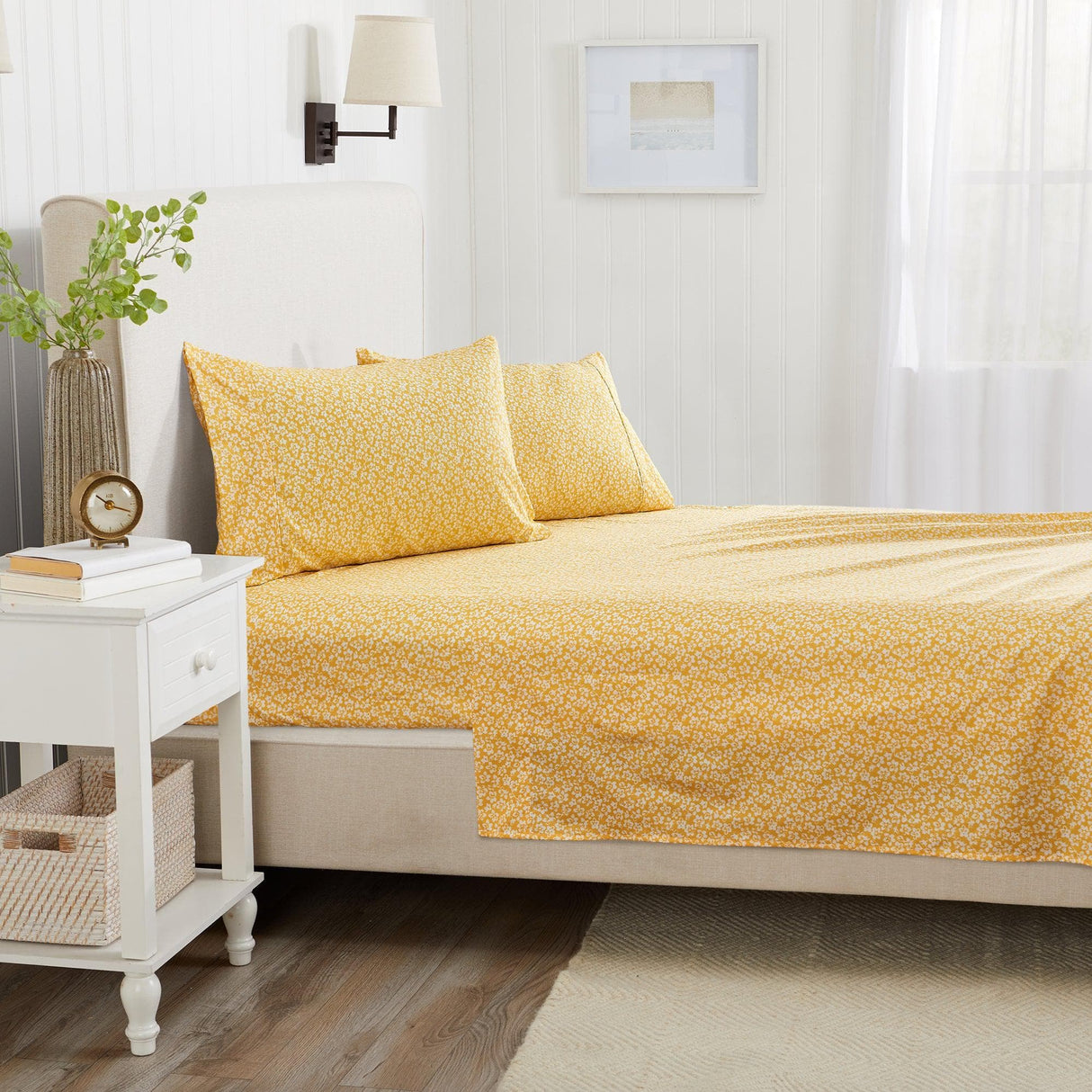 4 Piece Watercolor Floral Microfiber Sheet - Delia Collection