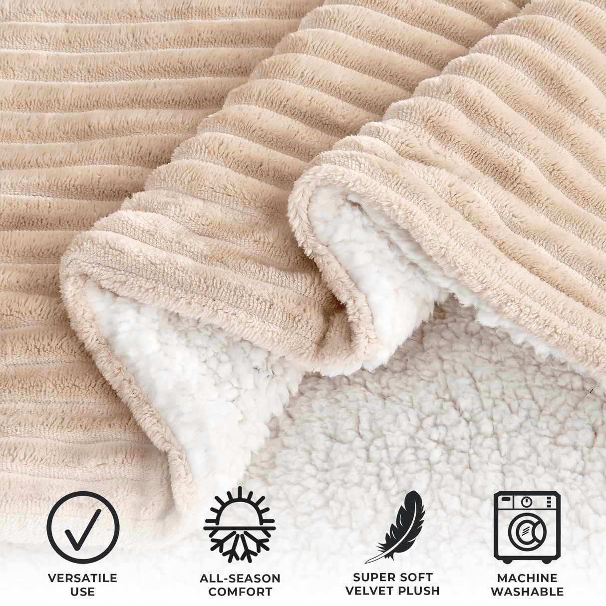 Ribbed Sherpa Throw Blanket - Corduroy Collection