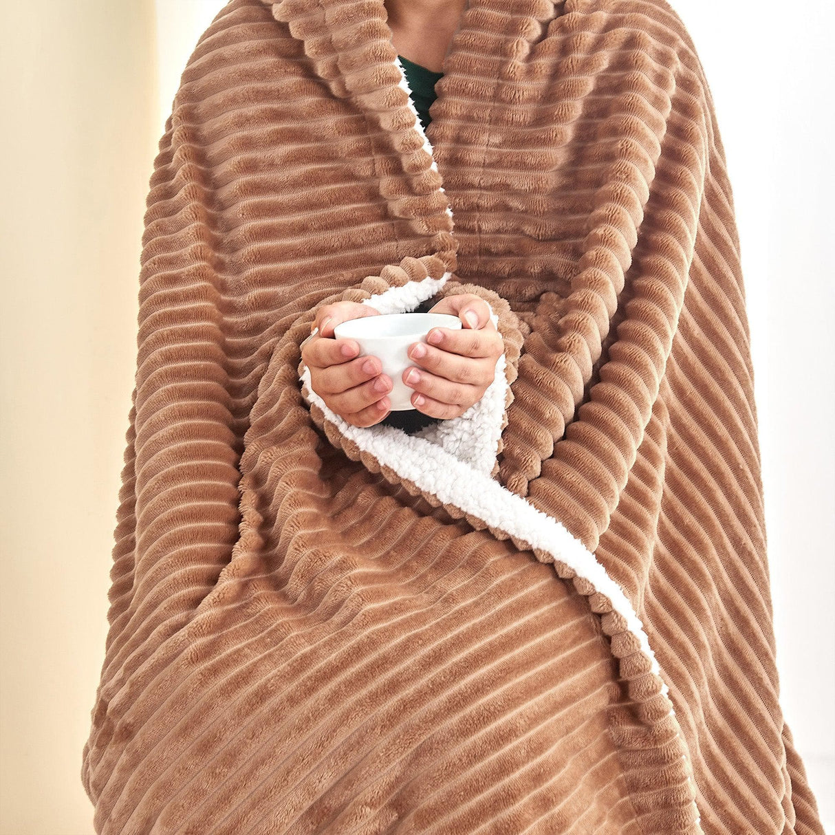 Ribbed Sherpa Throw Blanket - Corduroy Collection