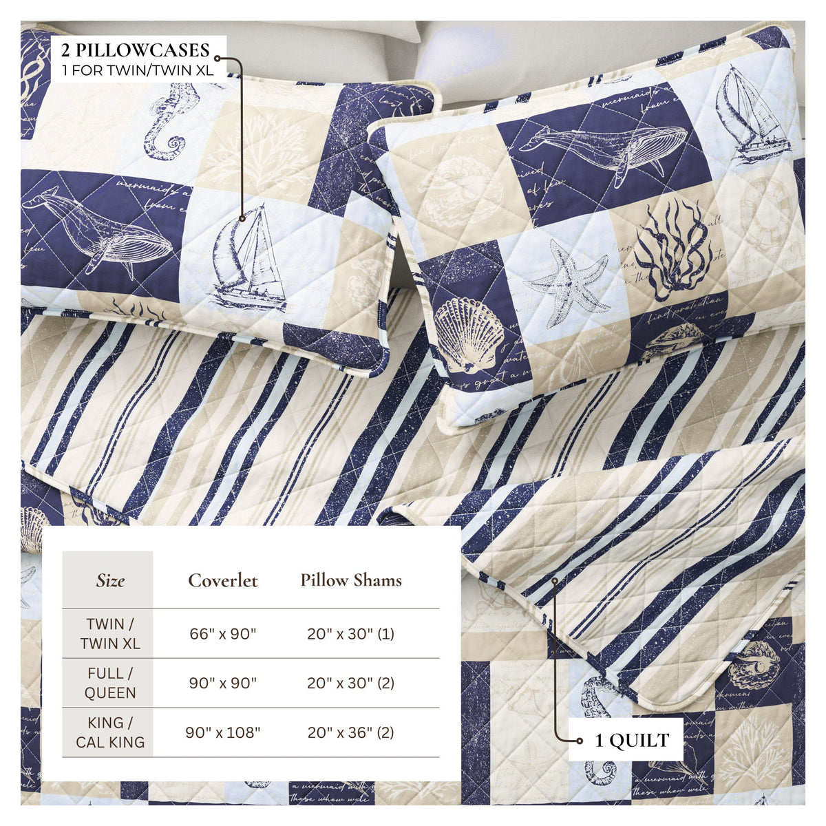 Great Bay Home Caspian Collection Coastal Patchwork Quilt Set
