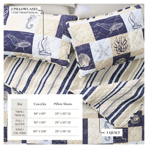 Great Bay Home Caspian Collection Coastal Patchwork Quilt Set