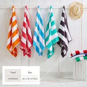 Great Bay Home Cotton Velour Cabana Stripe Beach Towel - view 143