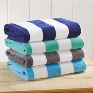 Great Bay Home Cotton Velour Cabana Stripe Beach Towel - view 146