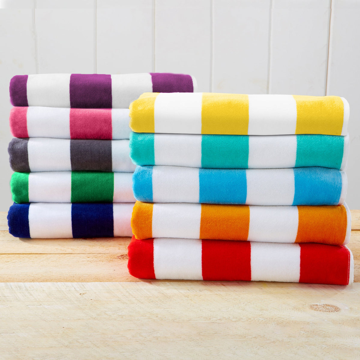 Great Bay Home Cotton Velour Cabana Stripe Beach Towel - view 159
